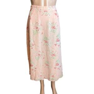 Lane Bryant Peach Floral Midi Skirt 14/16 Elastic Waist Summer Vacation